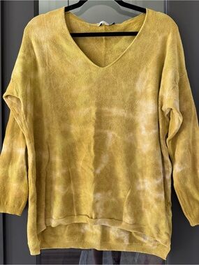 Tempo Paris Silk-Blend Tie-Dye Green Women's V-Neck Sweater